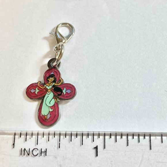 Vintage Disney Princess Jasmine Clip On Charm Aladdin Zipper Pull Purse Signed - Picture 6 of 7